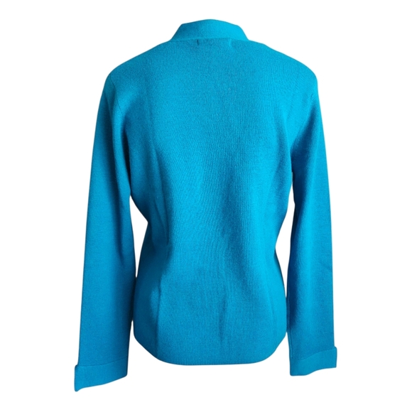 Sarah Spencer 100% Italian Merino Wool V-Neck Sweater Sz Large Blue - Picture 2 of 12